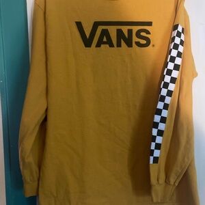 Vans Mustard Long Sleeve with Checkered Sleeve